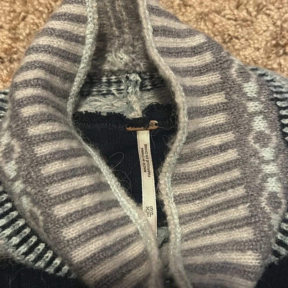 Free people cotton turtleneck sweater ribbed multicolored wool alpaca blend - Picture 5 of 7